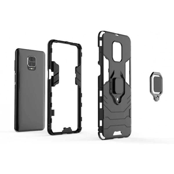 Xiaomi Redmi Note 9S & 9 Pro Stöttåligt Skal med Ringhållare ThinArmor Svart