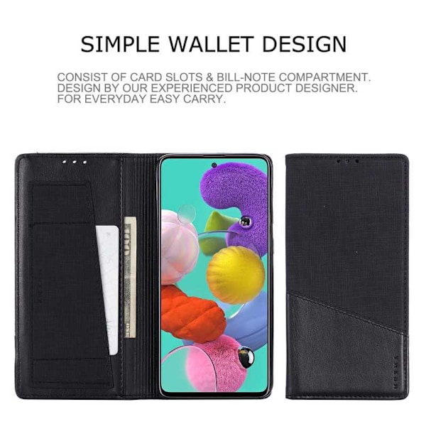 Samsung A51 Elegant Fodral i PU-Läder med RFID Block Svart