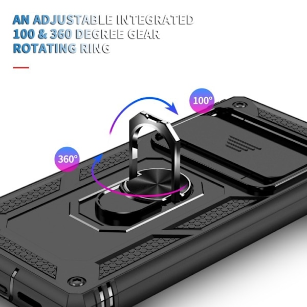 Google Pixel 8 Hybridskal med Ringhållare & Kameraskydd - Svart