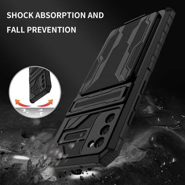 Samsung A02s Stöttåligt Skal Kickstand & Kortfack ThinArmor V3 Black