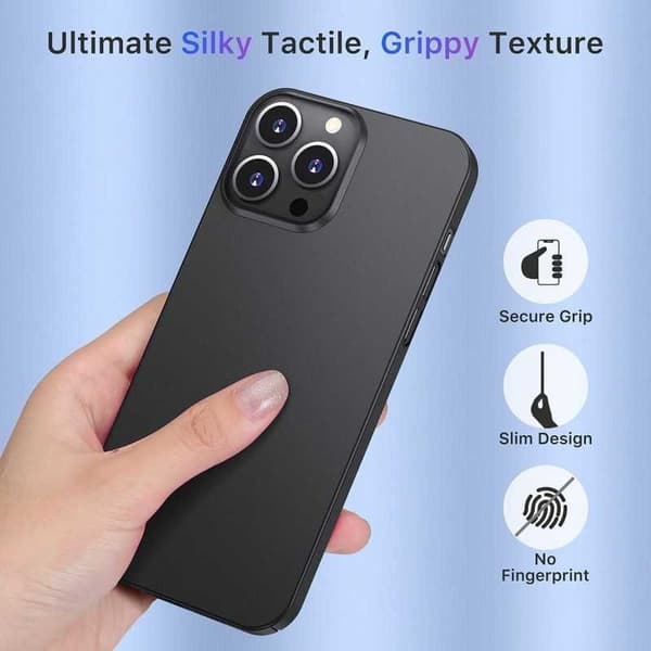 iPhone 12 Pro Erittäin ohut kumipinnoitettu mattamusta Cover Basic V2 Black