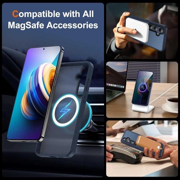 Samsung S24 Plus Stötdämpande Skal MagSafe-Kompatibelt V2 - Blå