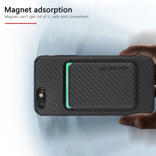 iPhone 6/6S Stöttåligt skal med Magnetisk Korthållare Magsafe RF Svart