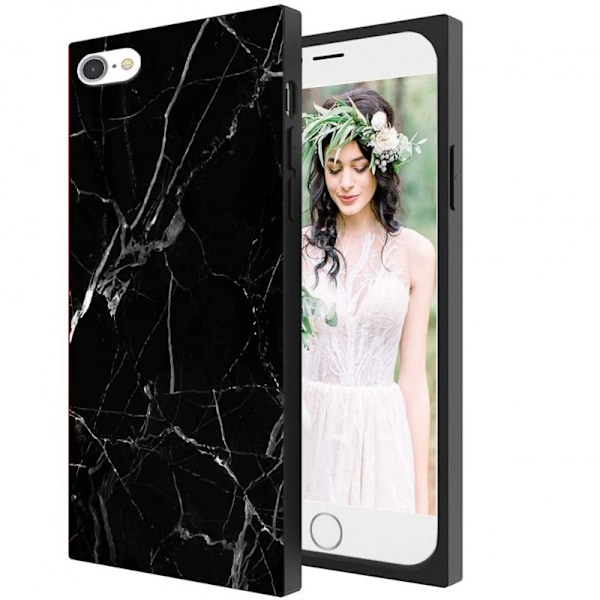 iPhone 7 Plus / 8 Plus Stilfuld Marble Shell Square Svart