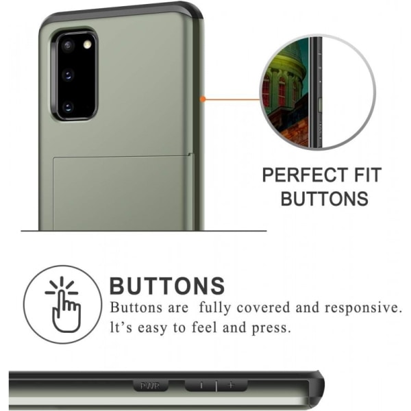 Samsung Galaxy S20 Stöttåligt Skal Kortfack StreetWise - Grön