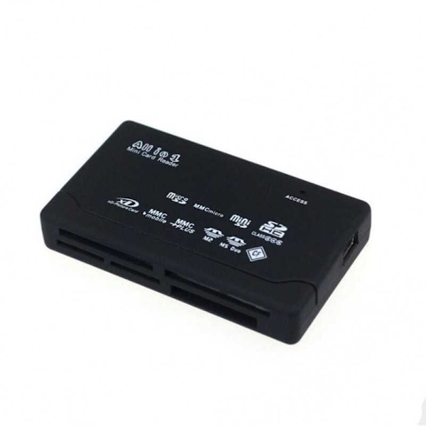 USB High Speed All in One Mini-minneskortläsare för CF SD MS SDHC m.m. Svart