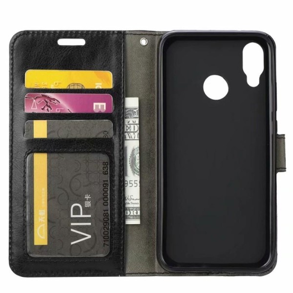Huawei P20 Lite -lompakkokotelo, PU-nahka, 4 osastoa Black