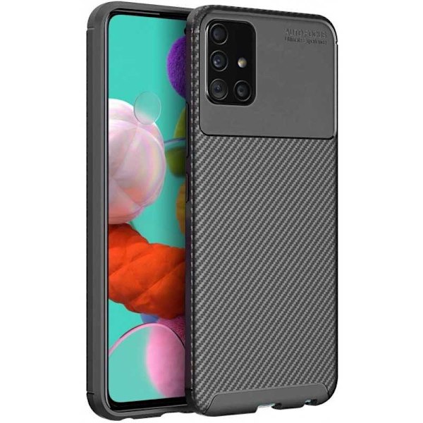 Samsung Galaxy A51 Iskunkestävä FullCarbon V4 -kuori Black