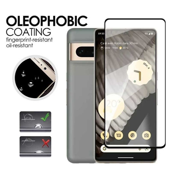 2-PACK Google Pixel 7A FullFrame 0,26 mm 2,5D 9H hærdet glas Transparent