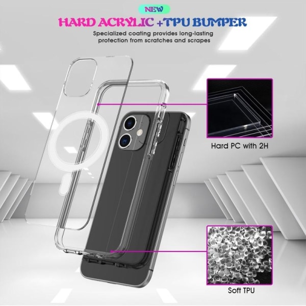 iPhone XS Max läpinäkyvä iskunvaimenninkotelo, MagSafe-yhteensop Transparent