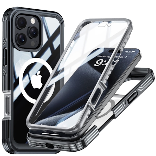 iPhone 16 Pro Heltäckande Magsafe Premium 3D Skal 3in1 ThreeSixty