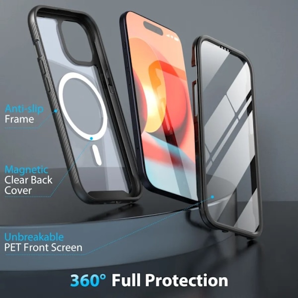 iPhone 13 / 14 Heltäckande Magsafe Premium 3D Skal 3in1 ThreeSixty