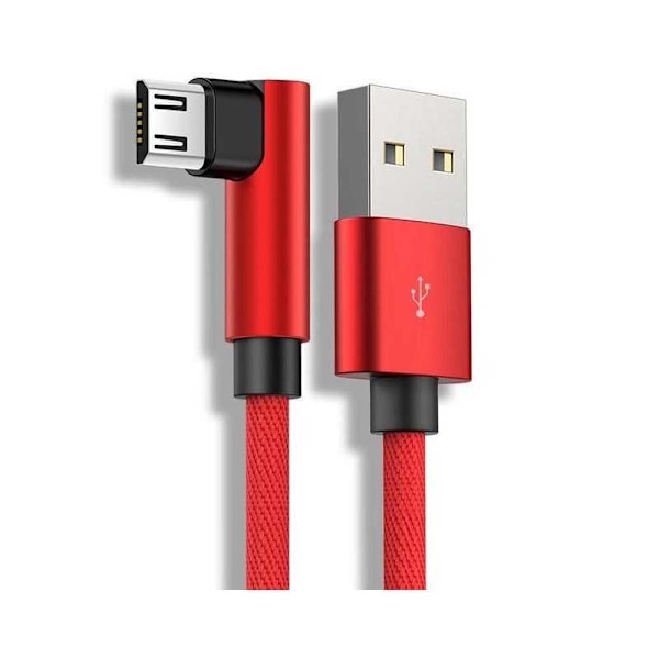 2m holdbart flettet metallisk mikro-USB-kabel Quick Charge 3.0 Svart