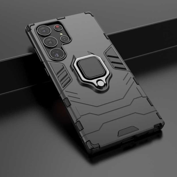 Samsung S23 Ultra iskunkestävä kotelo ThinArmor sormustelineellä Black