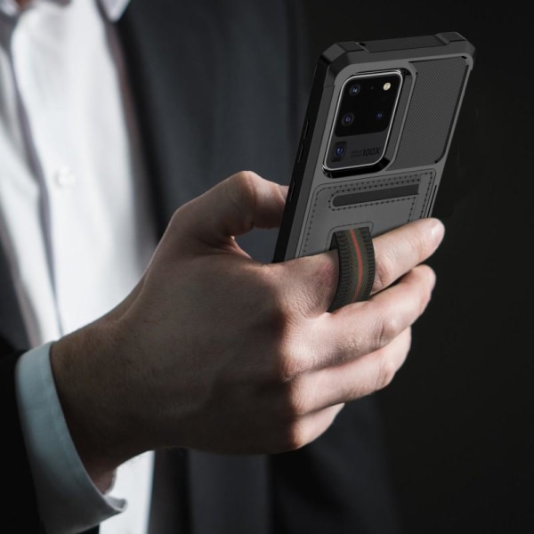 Samsung S20 Ultra Exclusive Shockproof veske med Solid V2-kortsp Black