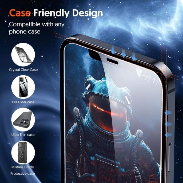 2-PACK iPhone 13 Pro Max 9H Herdet glass med blått lysfilter Transparent