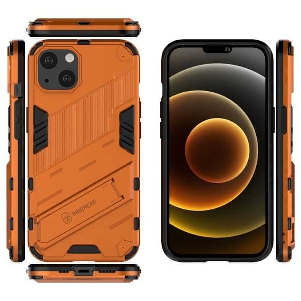 iPhone 14 Iskunkestävä kotelo jalustalla ThinArmor V2 Orange