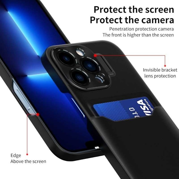 iPhone 13 Pro Iskuja Vaimentava Suojus Korttipidikkeen Häiriöllä Glitch Marinblå