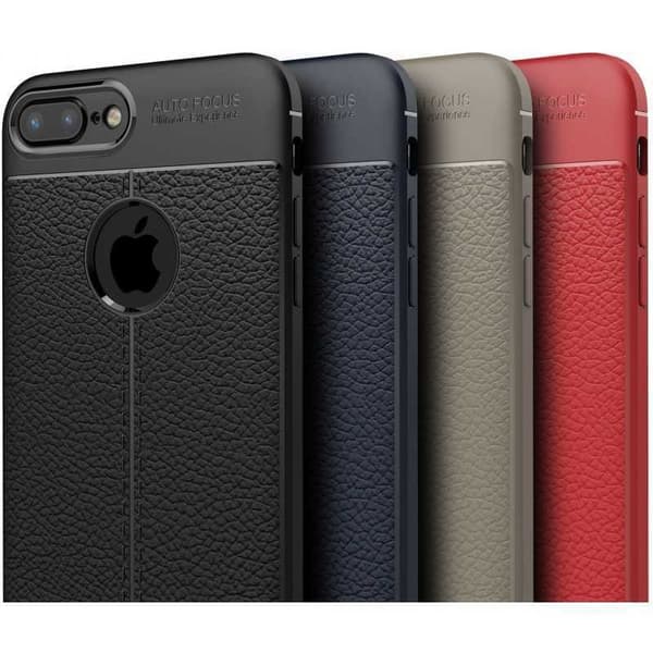iPhone 7 Plus Stöttåligt & Stötdämpande Skal LeatherBack Svart