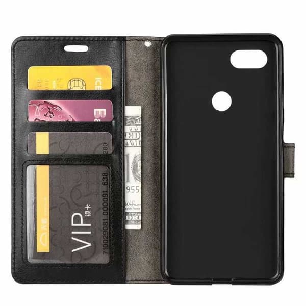 Motorola Moto E6 Plus lompakkokotelo PU-nahkainen 4-tasku Black