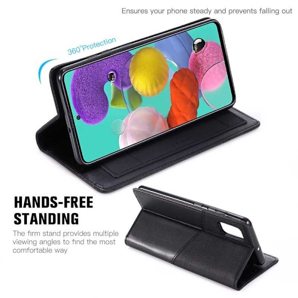 Samsung A51 Elegant Fodral i PU-Läder med RFID Block Svart