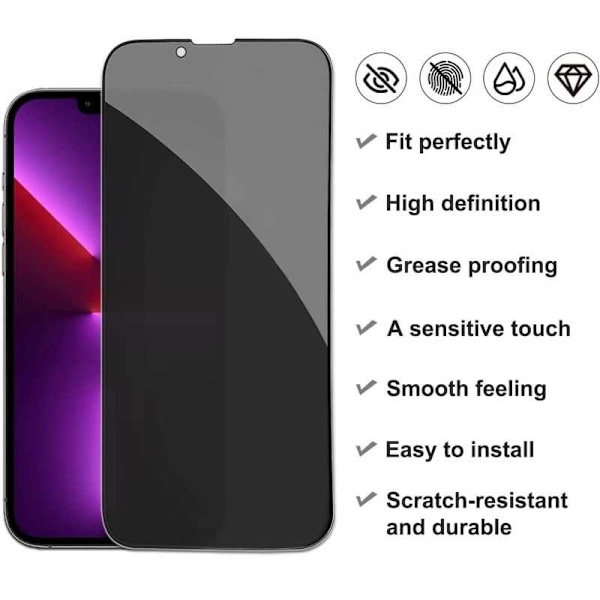 iPhone 14 Plus Privacy Härdat glas 0.26mm 3D 9H Transparent