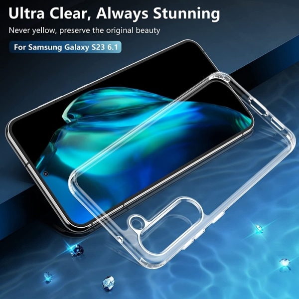 Samsung S23 Stødabsorberende silikonetui Simple Transparent