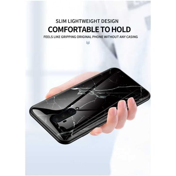 OnePlus 8 Marble Shell 9H Tempered Glass Back Glassback V2 Black Variant 4