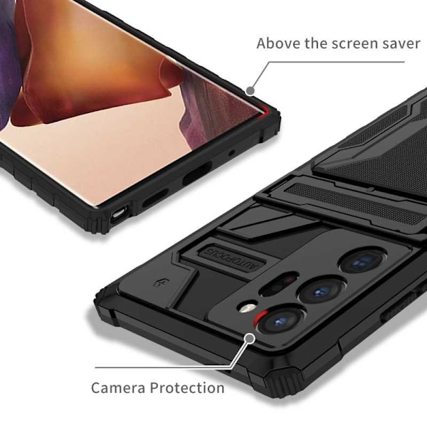 Samsung Note 20 Ultra Stöttåligt Skal Kickstand & Kortfack ThinArmor V3 Svart