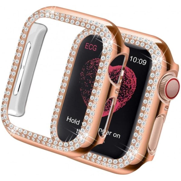 Apple Watch 40 mm Series 4,5,6 & SE støtdempende etui med rhines Pink gold