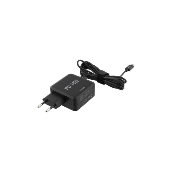 DELTACO 18W USB-C Laptopladdare, PD 2.0, 3A Svart