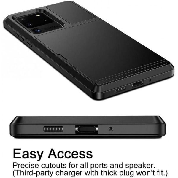 Samsung Galaxy S21 Ultra iskunkestävä kotelo korttipaikalla Black