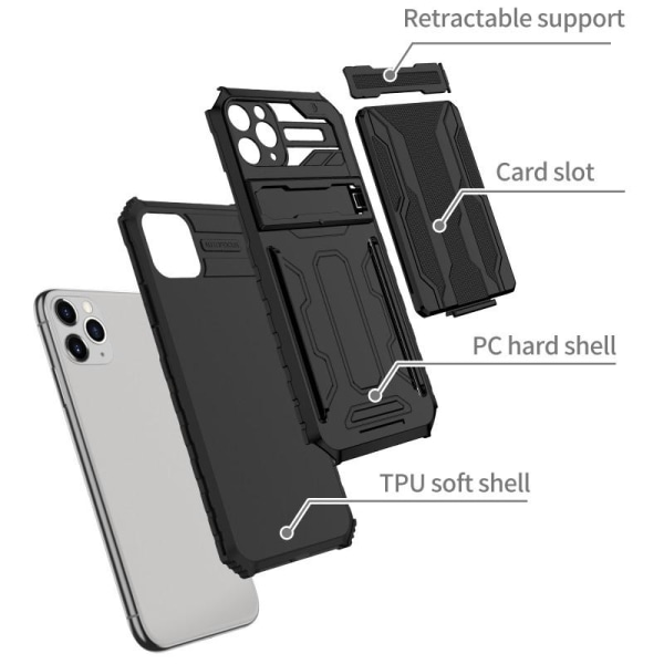 iPhone 11 Pro Max Slagfast Shell Kickstand & kortrum ThinArmor V Black