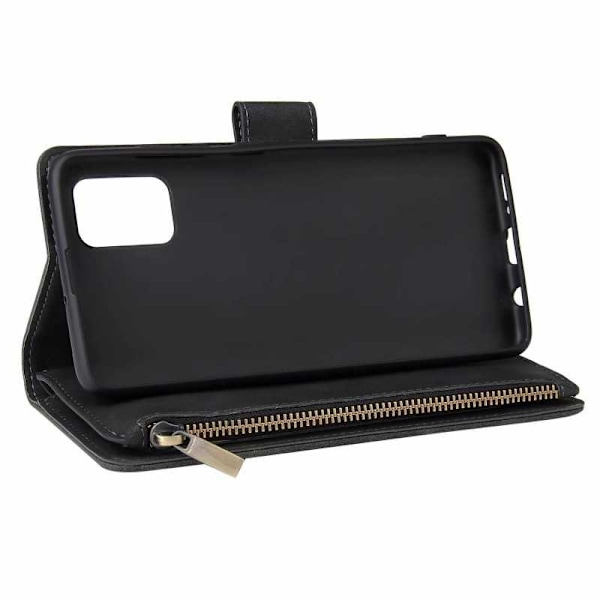 Samsung A33 5G Multifunktionellt Plånboksfodral Zipper 8-Fack Svart