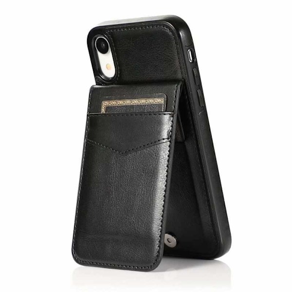 iPhone XR Mobilskal Korthållare 5-FACK Retro V3 Svart
