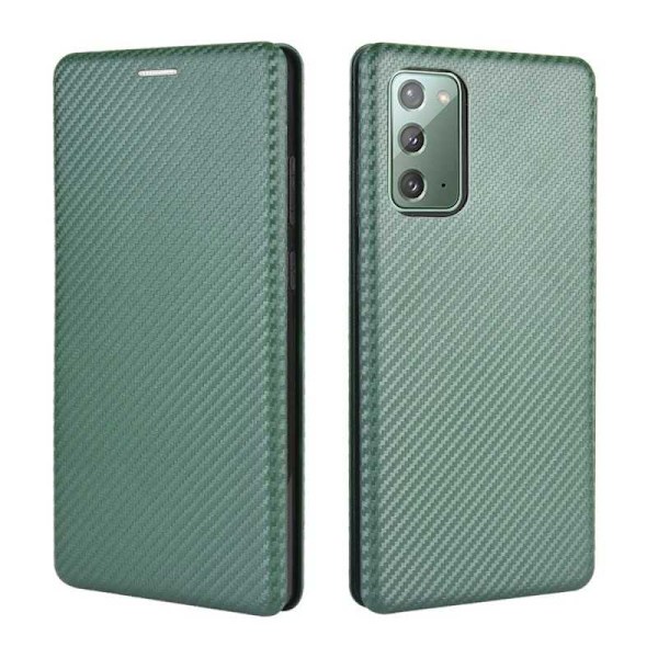 Samsung Note 20 Flip Case -korttipaikka CarbonDreams Vihreä Green