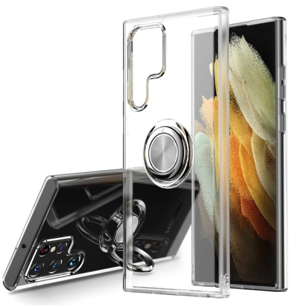 Samsung Galaxy S22 Ultra Stöttåligt Skal med Ringhållare Fresh Transparent