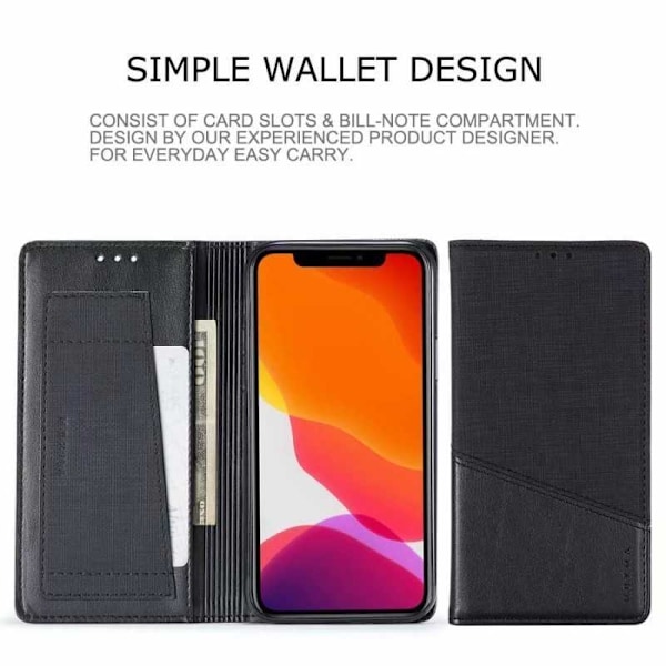 iPhone 13 Mini Elegant Fodral i PU-Läder med RFID Block Svart