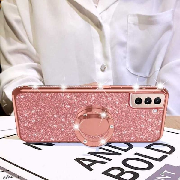 Samsung S21 Plus stødabsorberende cover med Ring Holder Strass Svart