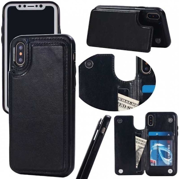 iPhone XS Shockproof Cover Card Holder 2-SLOT Flippr Black