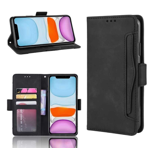 iPhone 13 Pro Max Wallet Case PU-læder 6-LOMMES Winston V3 Black