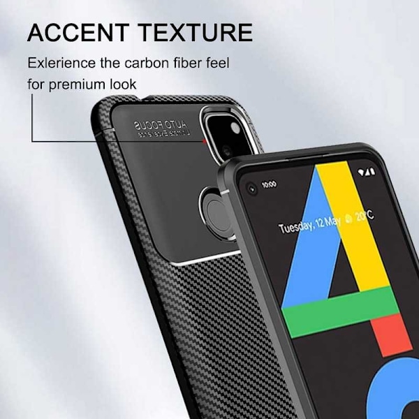 Google Pixel 4a 4G/LTE Stöttåligt Slimmat Skal FullCarbon V4 Svart
