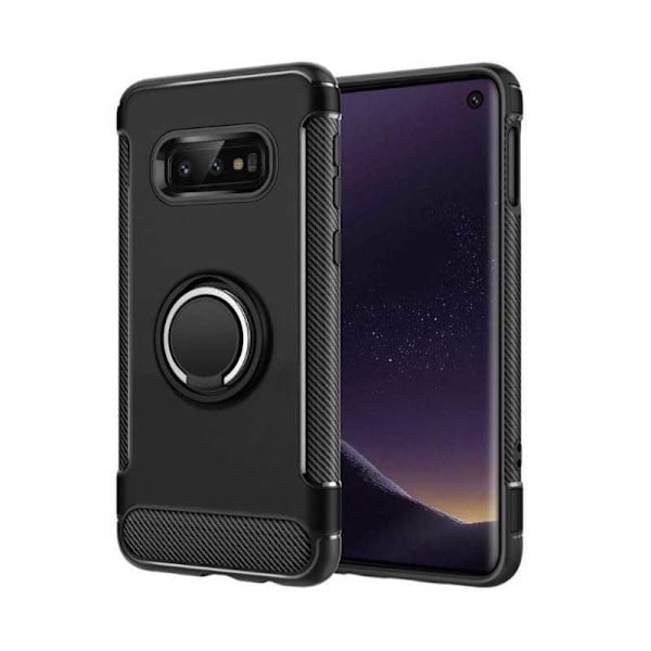 Samsung S10 Käytännöllinen iskunkestävä suojus rengaspidikkeellä V2 (SM-G973F) Svart