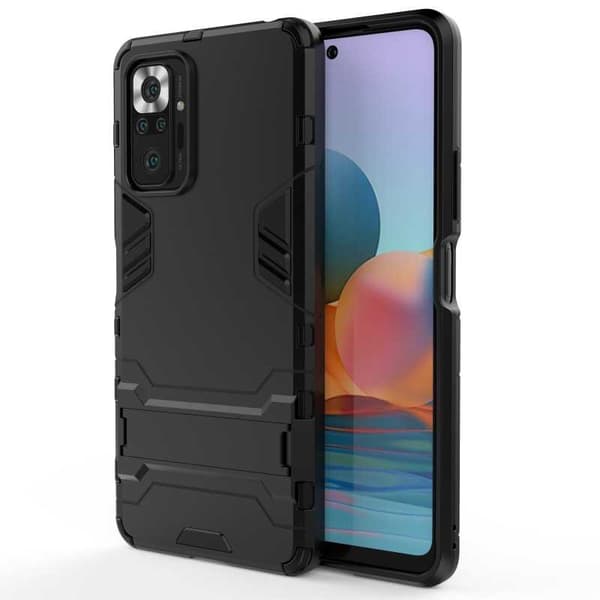 Xiaomi Redmi Note 10 Pro iskunkestävä kotelo jalustalla ThinArmor Black