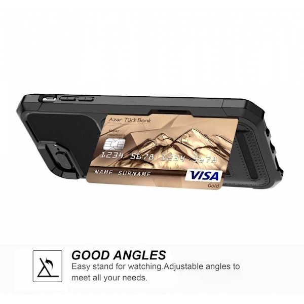iPhone 6 Plus / 7 Plus / 8 Plus Stöttåligt Skal med Kortfack Solid V5 Svart