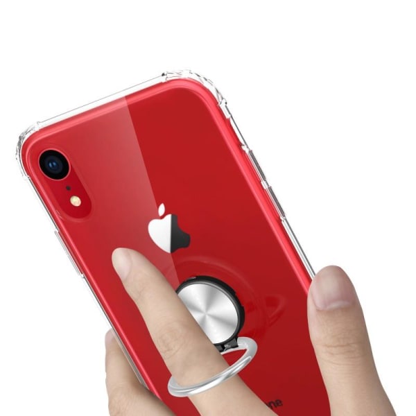 iPhone XR Iskunkestävä suojus sormustelineellä Fresh Transparent