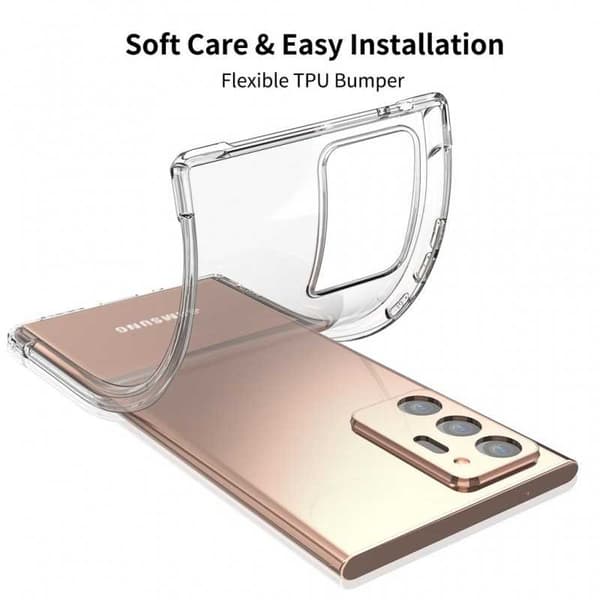 Samsung Note 20 iskuja vaimentava silikonikotelo Shockr Transparent
