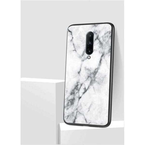 OnePlus 7 Pro Marble Shell 9H karkaistu lasitausta Glassback V2 Black Svart/Guld