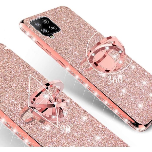 Samsung A12 5G Exclusive Støtdemperdeksel med ringholder Rhinestone Guld