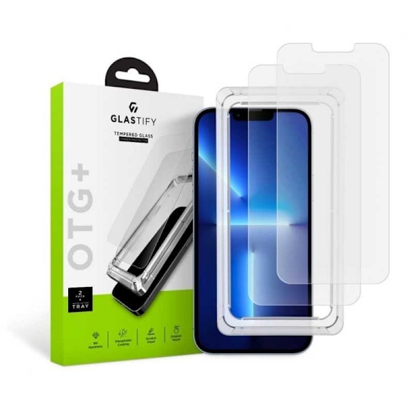 2-PACK iPhone 13 / 13 Pro hærdet glas 0,26 mm 2,5D 9H med installationsramme Transparent